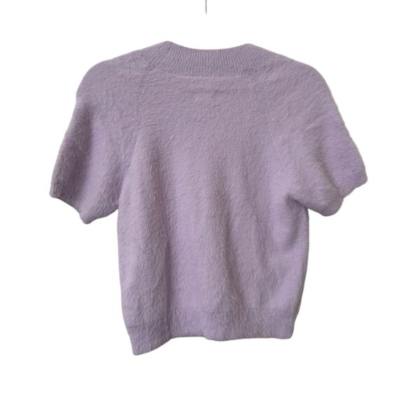 ANTHROPOLOGIE Pilcro Short Sleeve Knit Sweater Lavender NWOT Medium - Picture 2 of 4